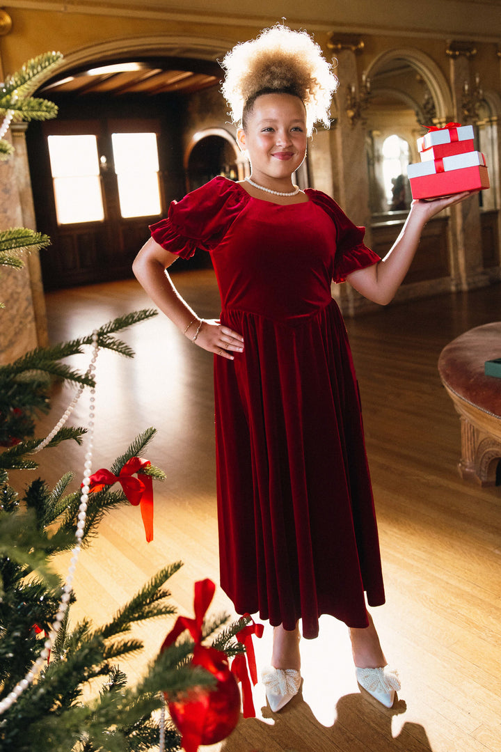 Mini Enamored Dress in Red Velvet