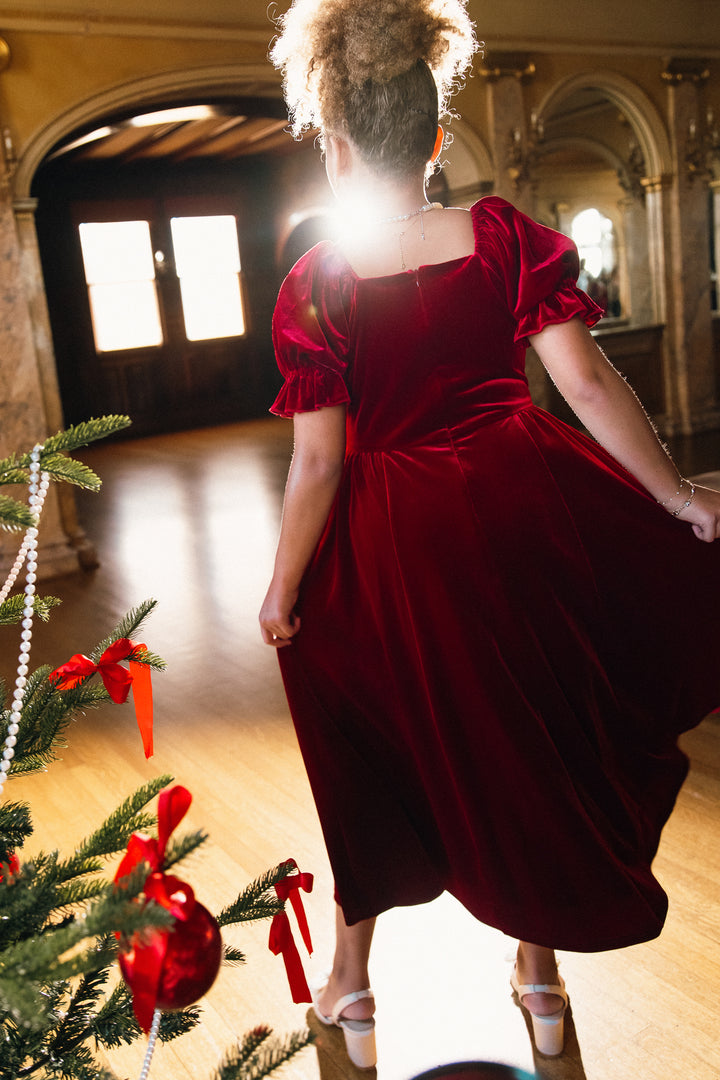 Mini Enamored Dress in Red Velvet