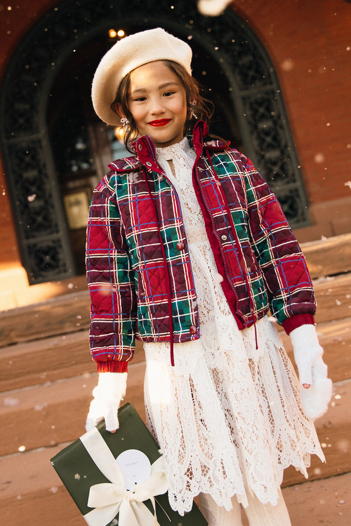 Mini McKenna Quilted Jacket in Holiday Plaid