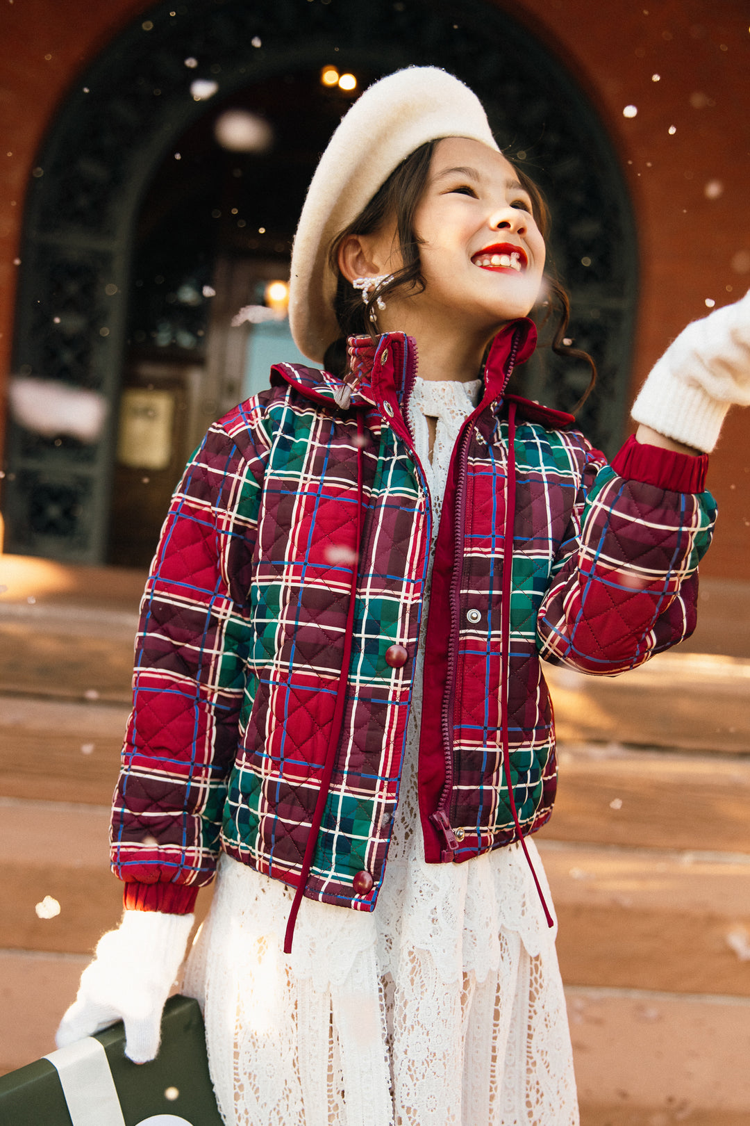 Mini McKenna Quilted Jacket in Holiday Plaid