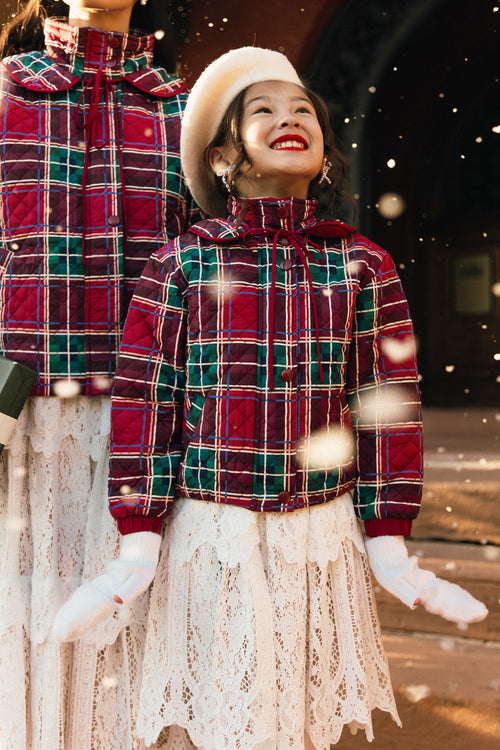 Mini McKenna Quilted Jacket in Holiday Plaid