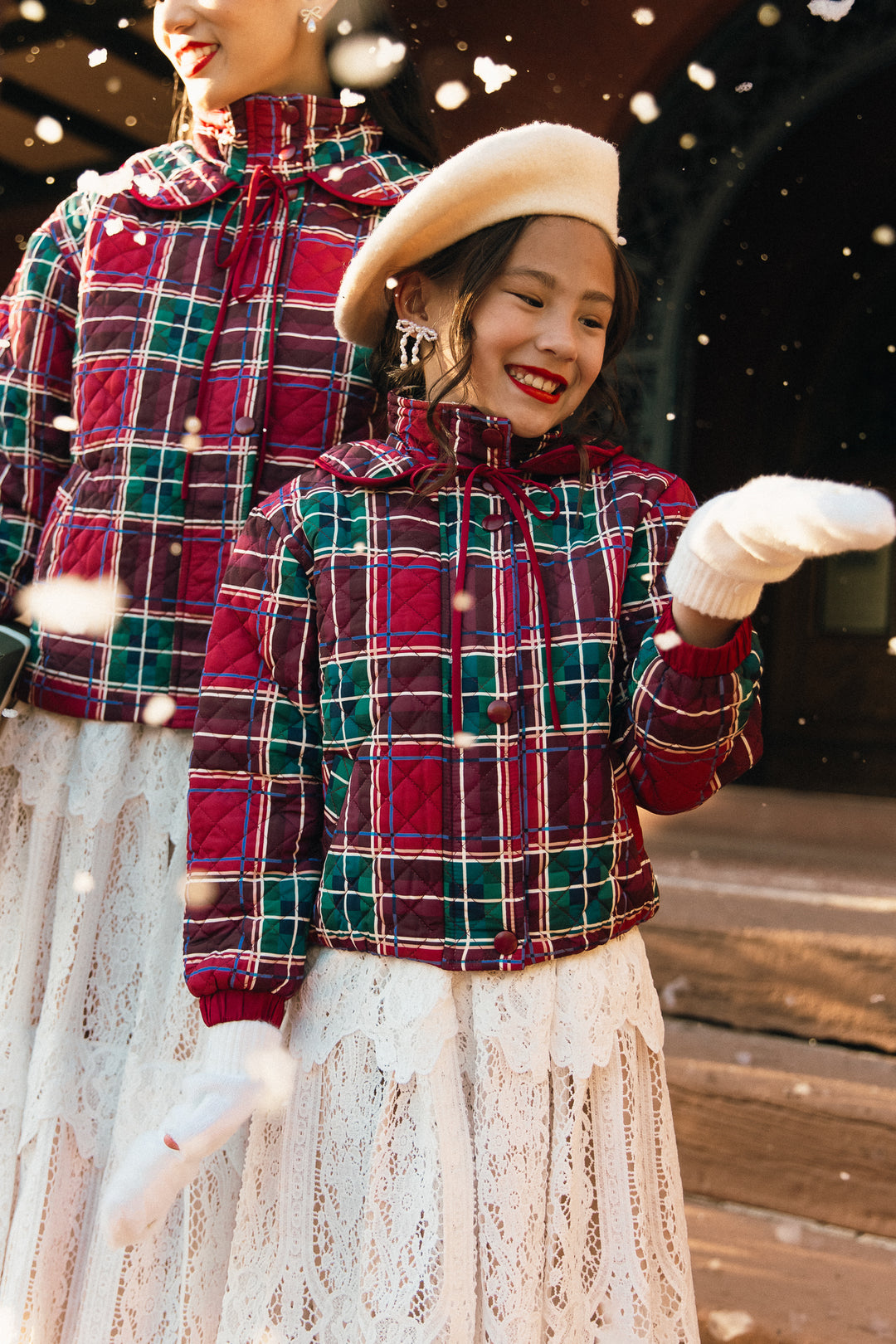 Mini McKenna Quilted Jacket in Holiday Plaid