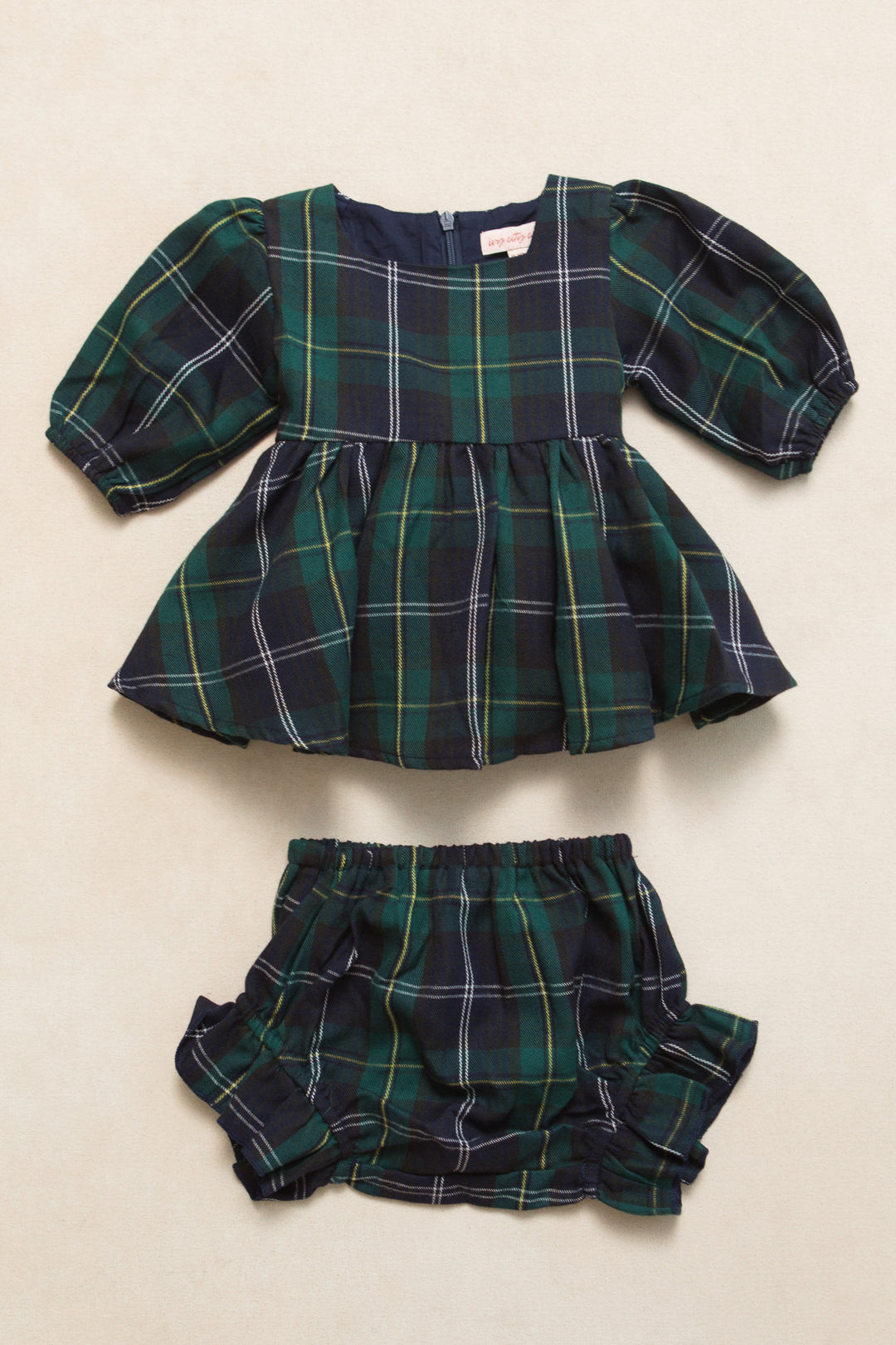 Baby Connie Dress Set in Navy Plaid