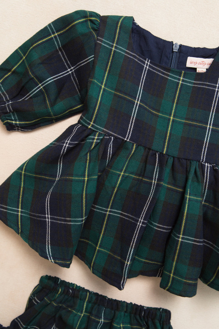 Baby Connie Dress Set in Navy Plaid