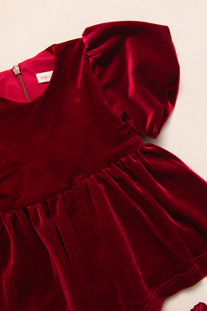 Baby Enamored Dress Set in Red Velvet