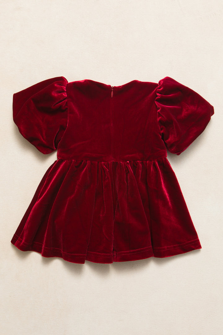 Baby Enamored Dress Set in Red Velvet