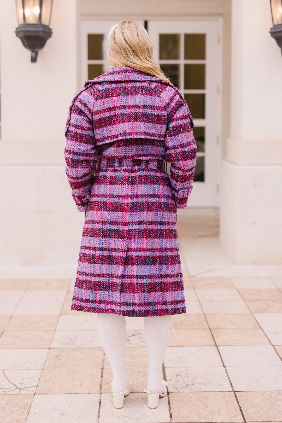 Holly Plaid Coat in Violet