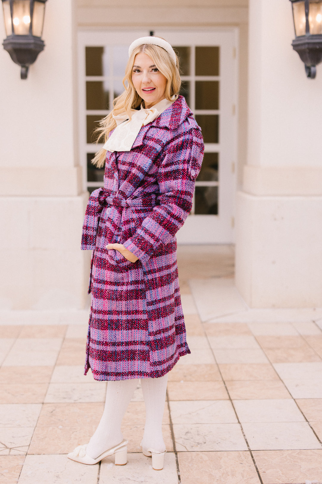 Holly Plaid Coat in Violet