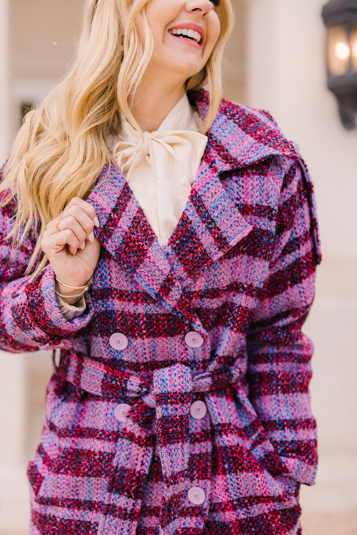 Holly Plaid Coat in Violet