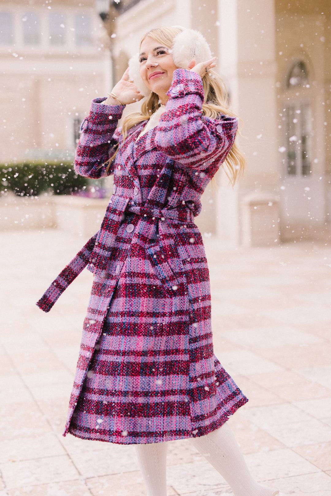 Holly Plaid Coat in Violet