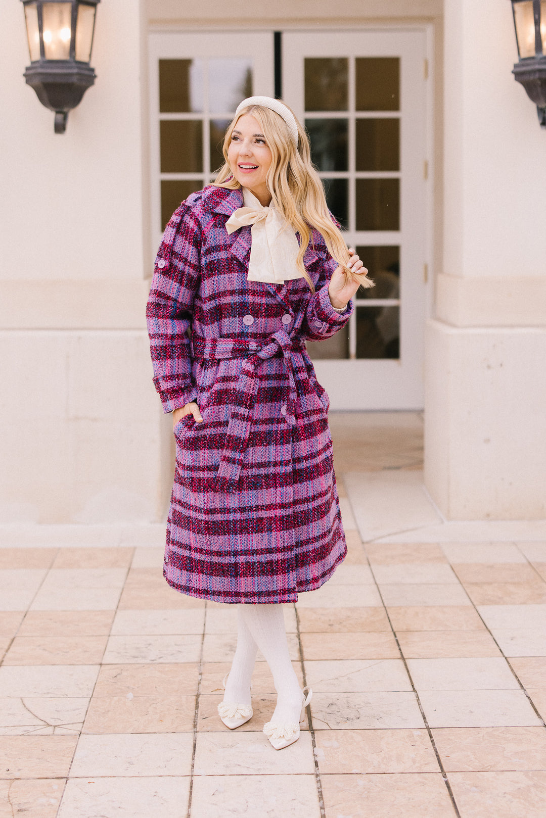 Holly Plaid Coat in Violet