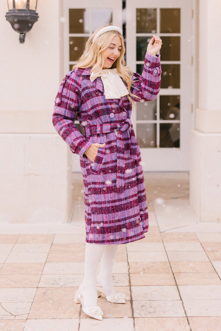 Holly Plaid Coat in Violet