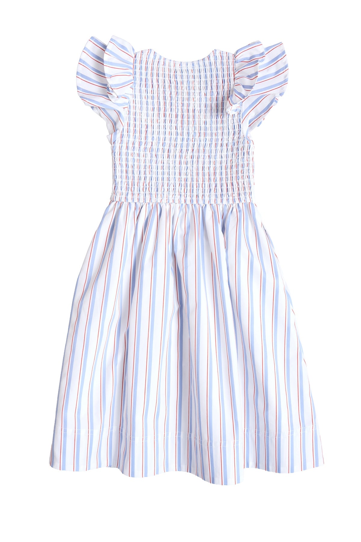 Welcome summer in style with Ivy City Co’s Mini Hattie Dress in Heritage Stripe—a darling children’s dress adorned with blue, pink, and white vertical stripes. Featuring a smocked bodice, ruffled cap sleeves, and a flared skirt, it’s the perfect choice for Fourth of July outings or Mom and Me matching moments.