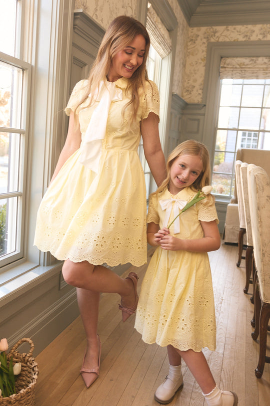 Penny Dress in Butter Yellow Eyelet