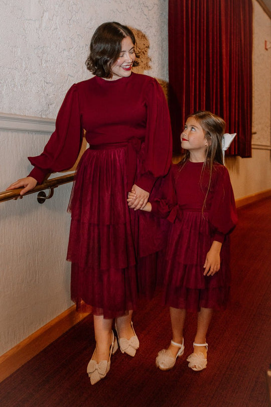 Cosette Midi Dress in Wine