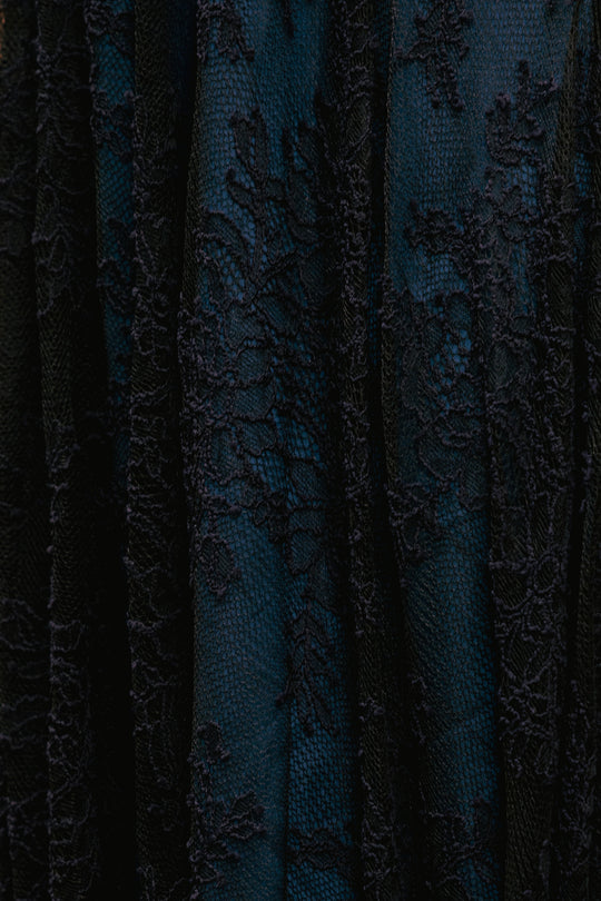 Close-up of textured dark blue fabric