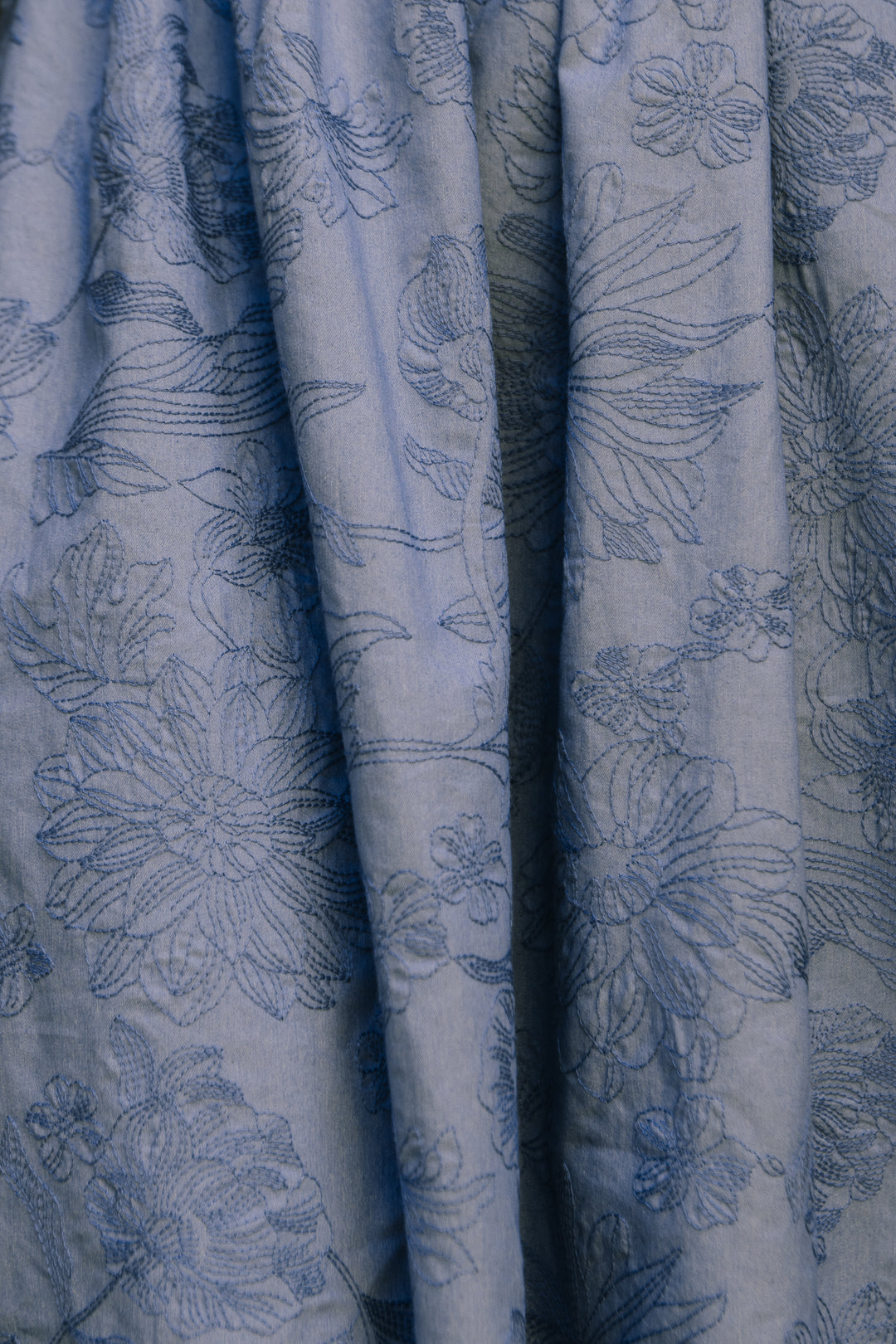 Isla Dress in Floral Embroidered Chambray