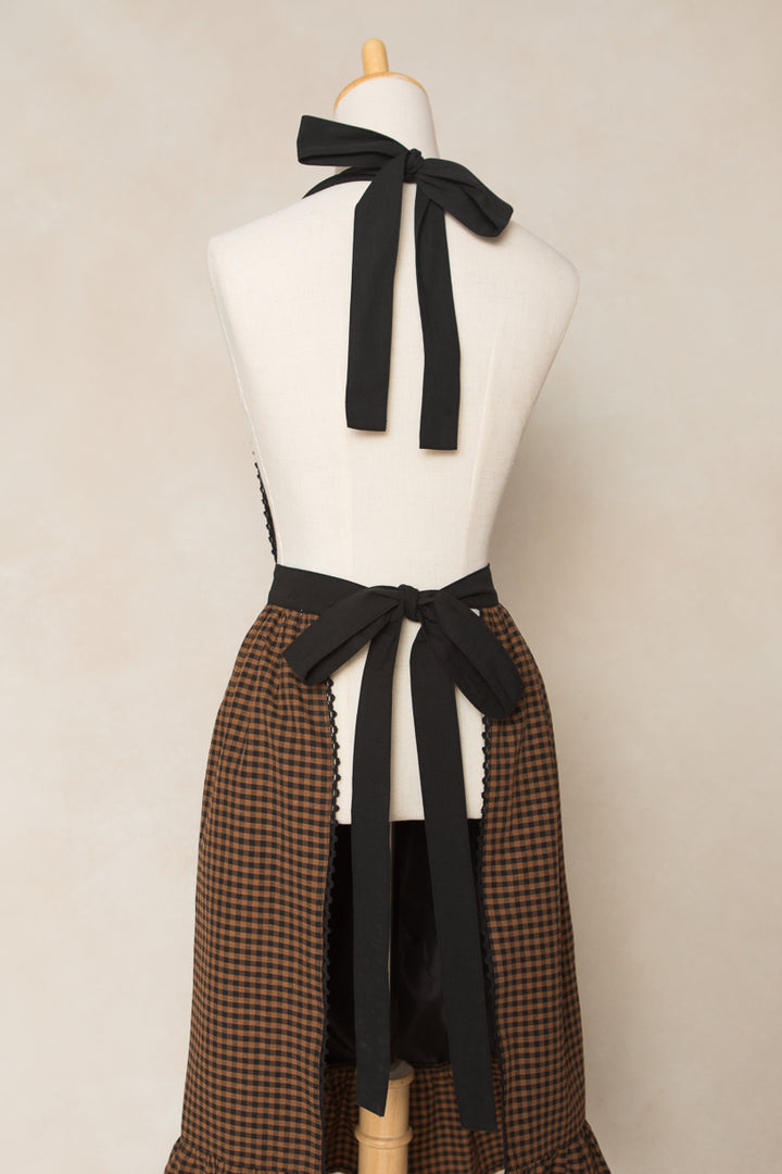 Ivy Apron in Maple Brown Gingham Cotton