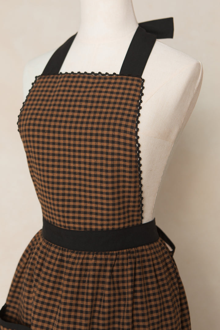 Ivy Apron in Maple Brown Gingham Cotton