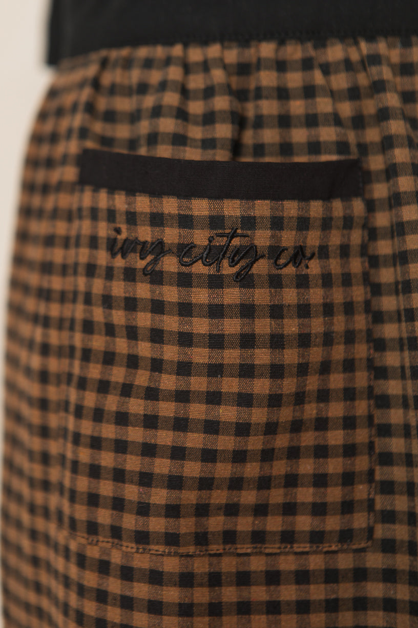 Ivy Apron in Maple Brown Gingham Cotton