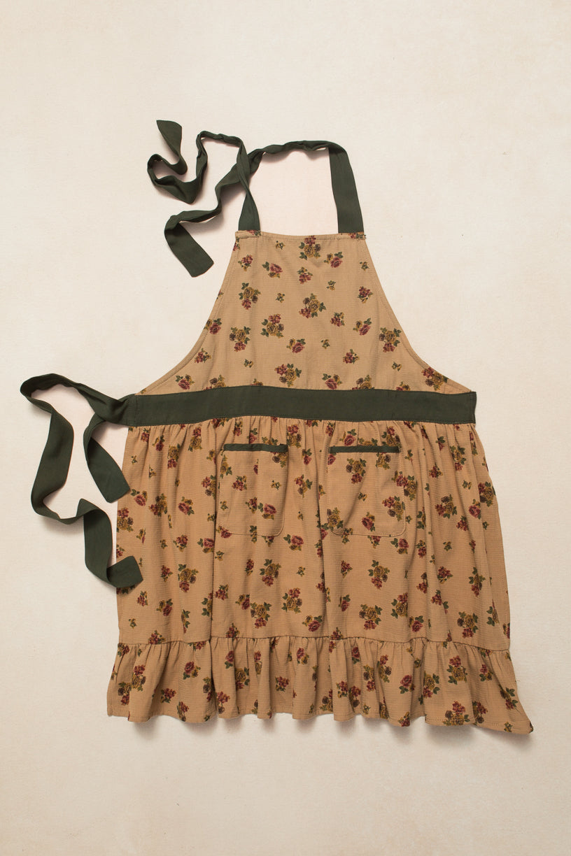 Mini Ivy Apron in Roselyn Tan Floral Cotton