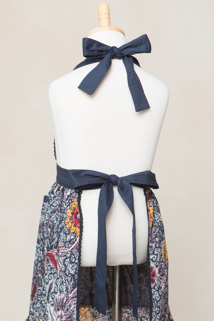 Mini Ivy Apron in Roselyn Navy Floral Cotton