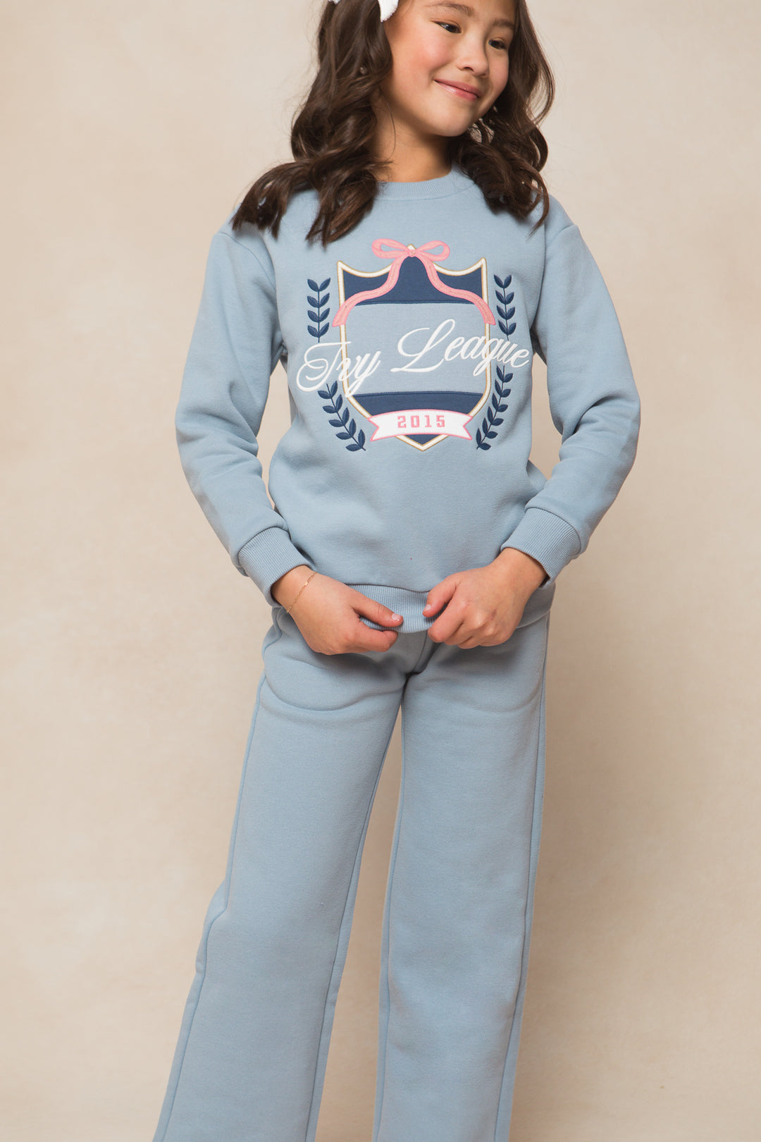 Mini Ivy Embroidered Crewneck Sweatshirt in Blue