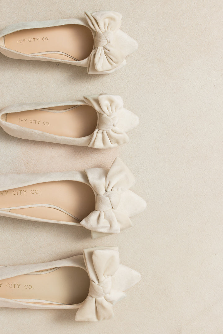 Mini Ivy Bow Flat in Cream