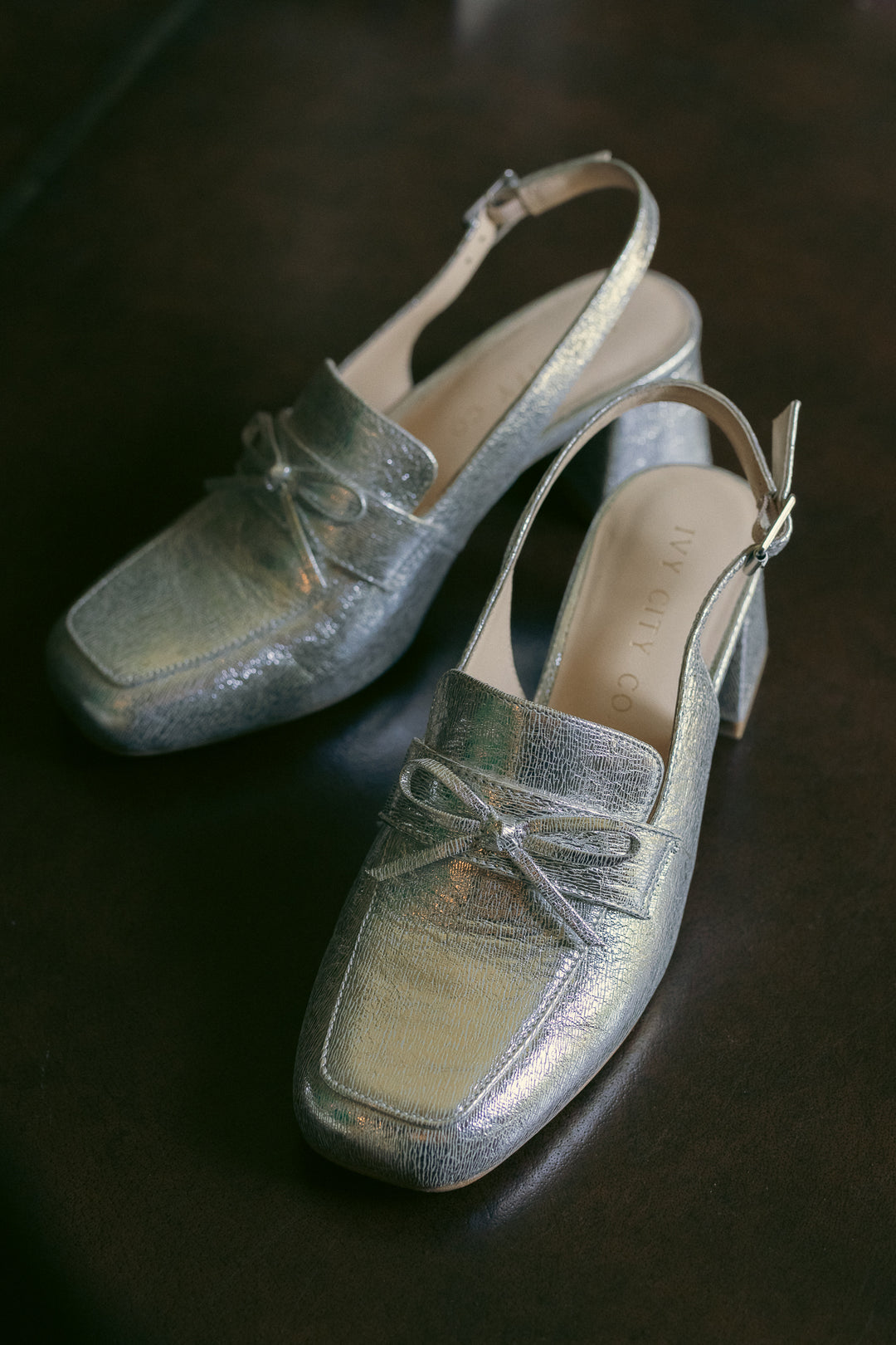 Ivy Bow Loafer in Silver