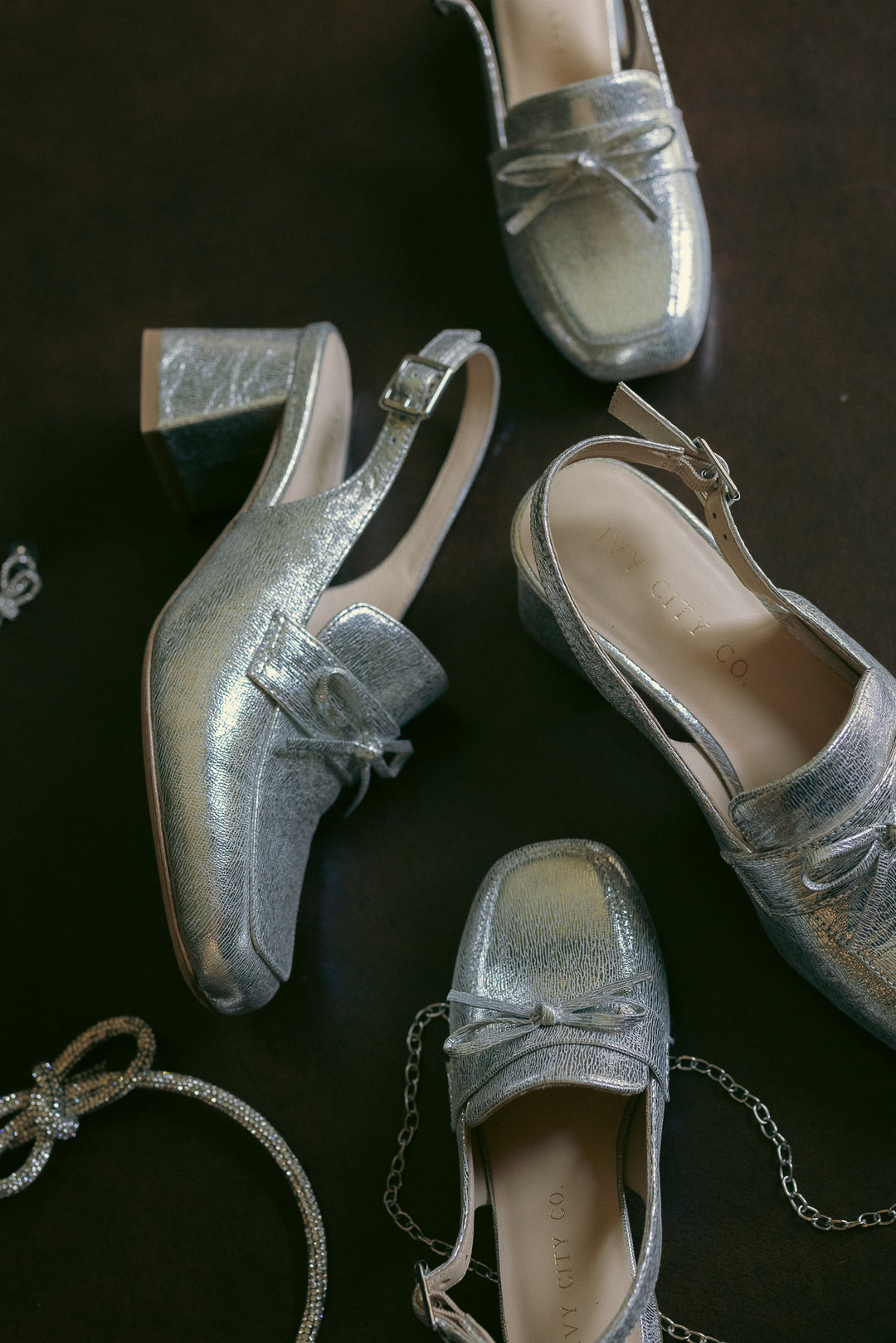 Mini Ivy Bow Loafer in Silver