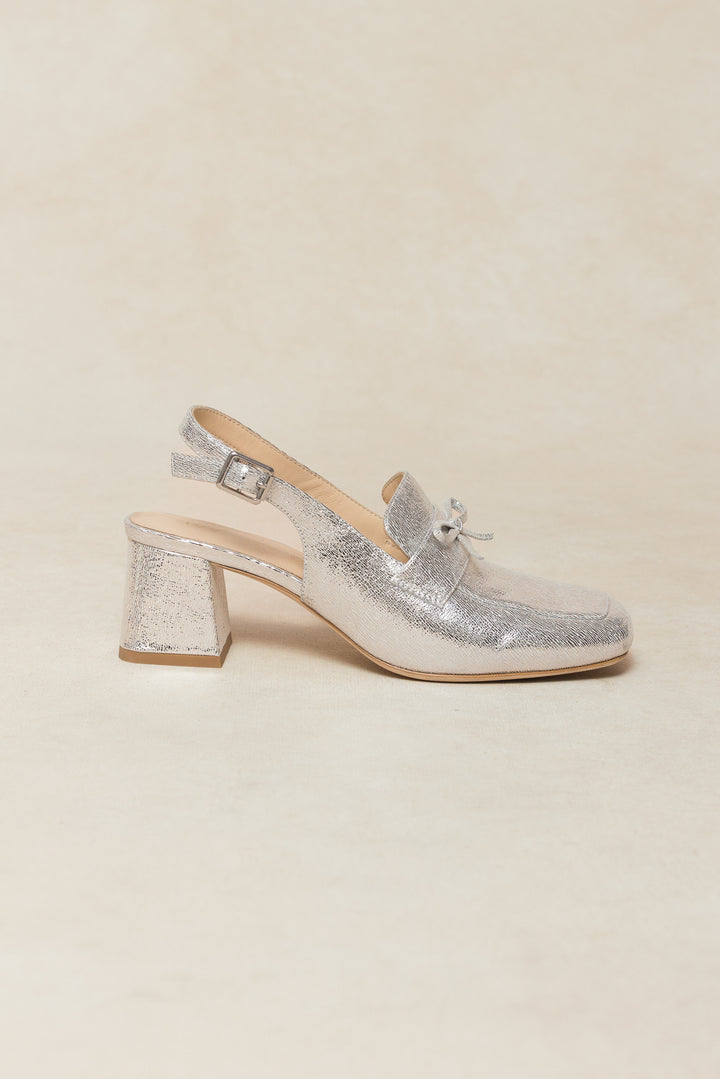 Ivy Bow Loafer in Silver - FINAL SALE