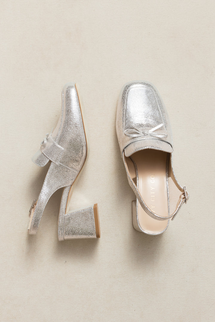 Ivy Bow Loafer in Silver