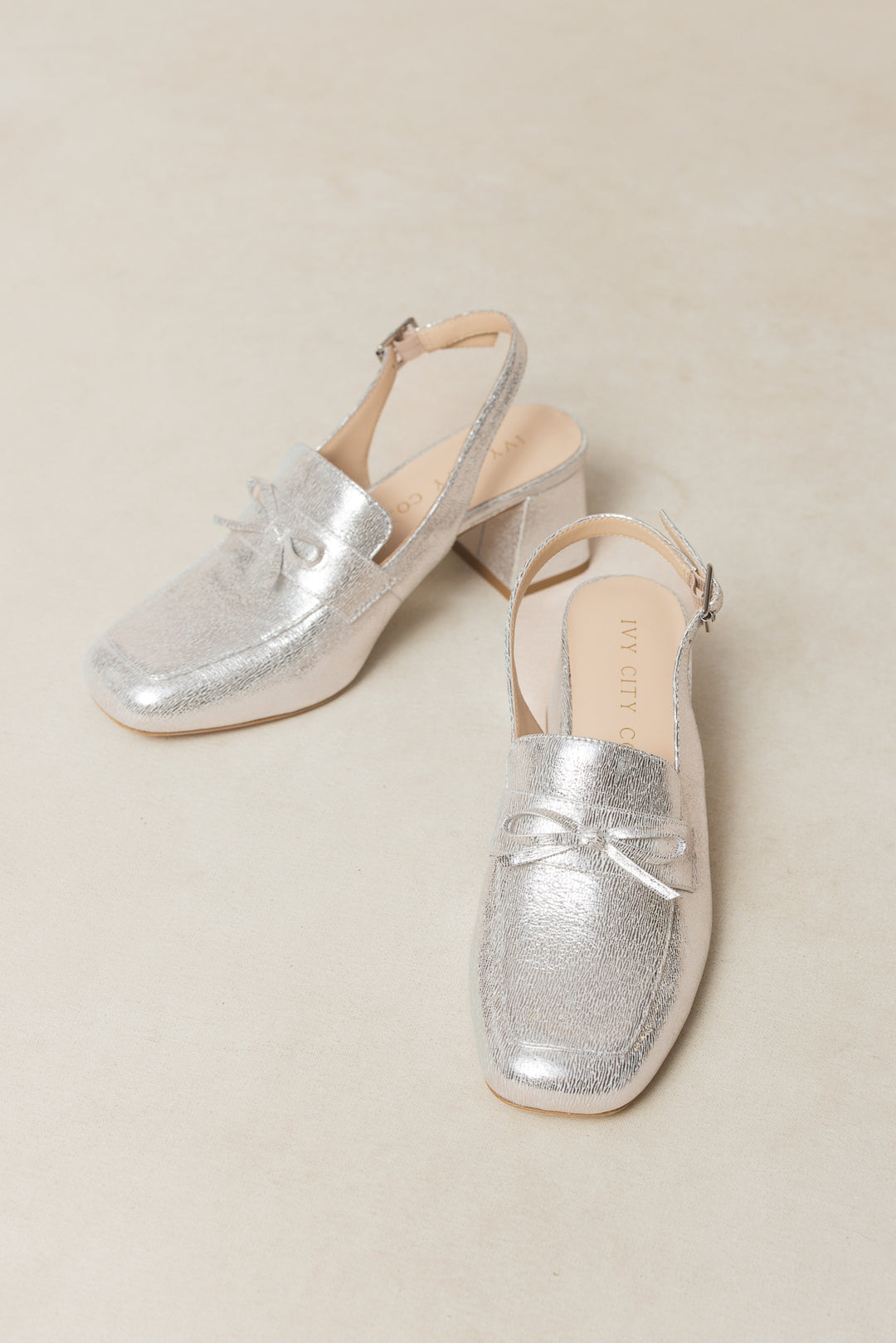 Ivy Bow Loafer in Silver