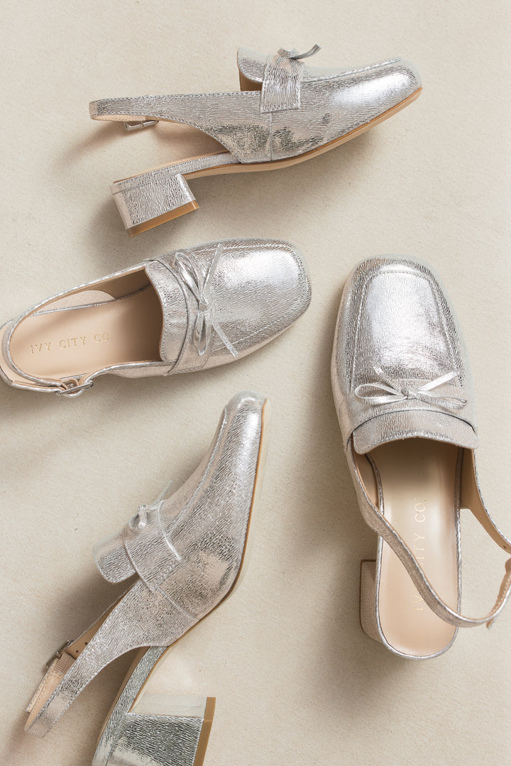 Ivy Bow Loafer in Silver