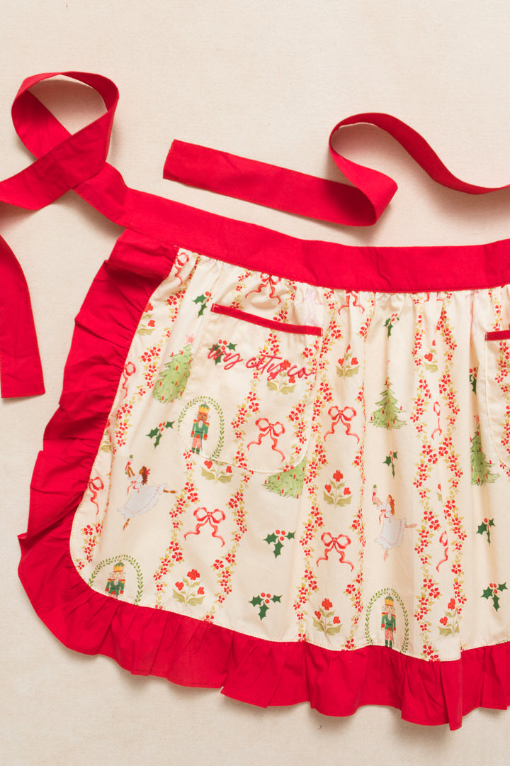 Mini Ivy Half Apron in Yuletide Cotton