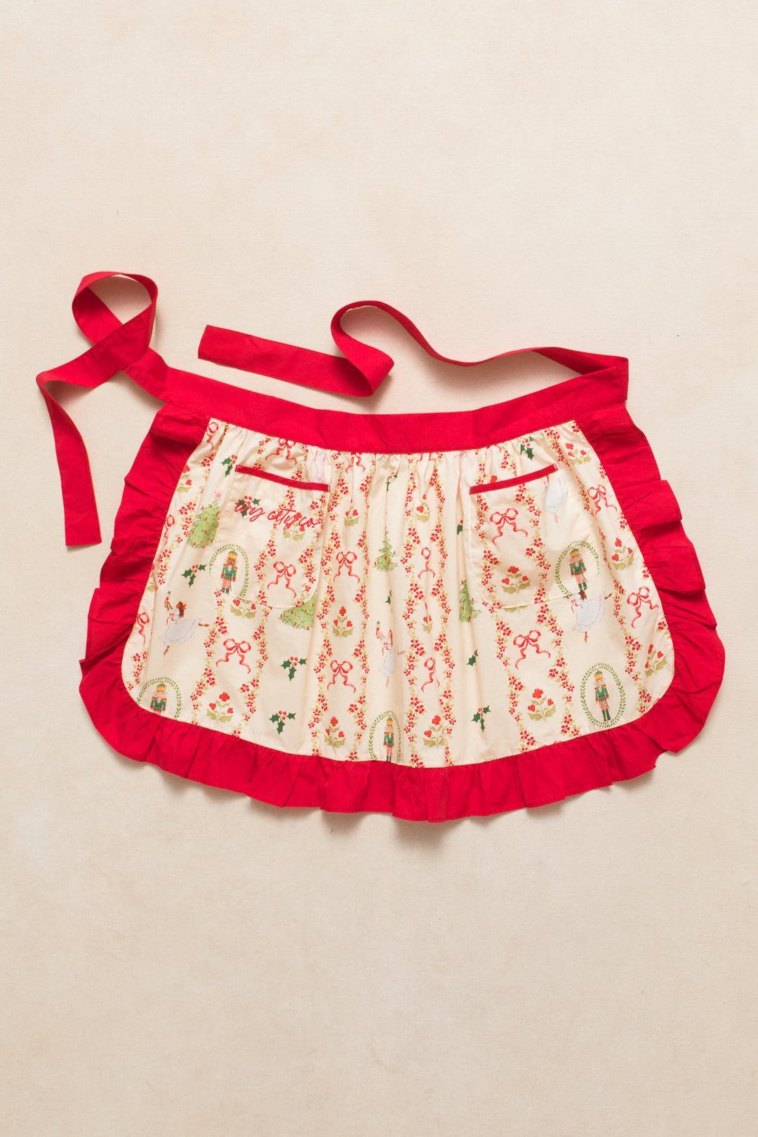 Mini Ivy Half Apron in Yuletide Cotton