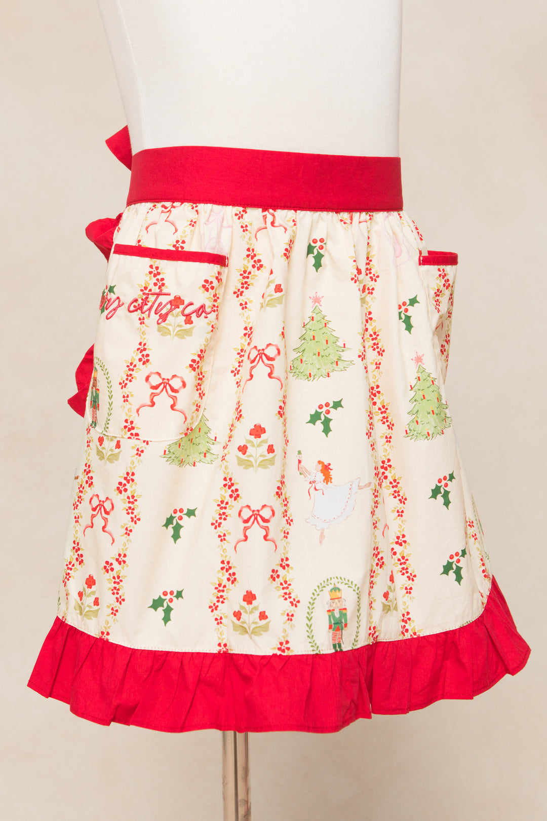 Mini Ivy Half Apron in Yuletide Cotton