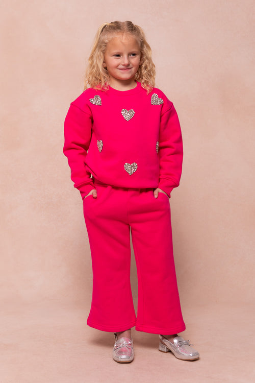 Mini Ivy Jewel Heart Sweatshirt in Pink