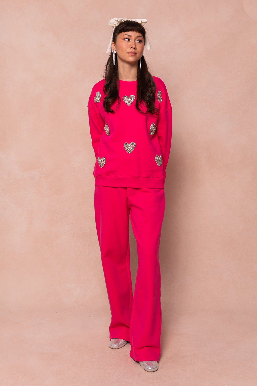 Ivy Jewel Heart Sweatpants in Pink