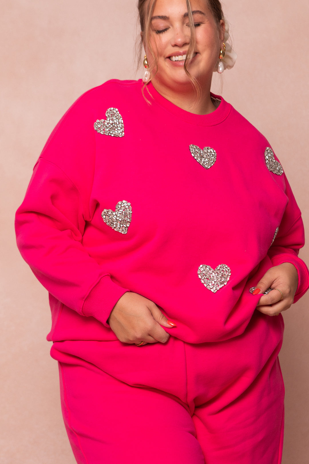 Ivy Jewel Heart Sweatshirt in Pink