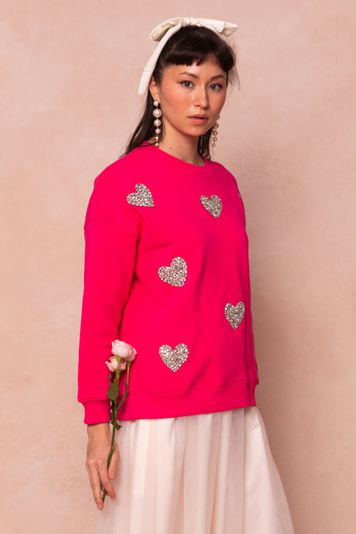 Ivy Jewel Heart Sweatshirt in Pink