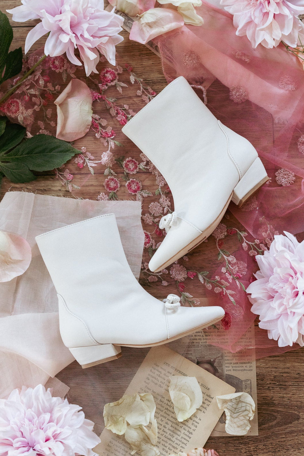 Mini Ivy Bow Ankle Boot in White - FINAL SALE