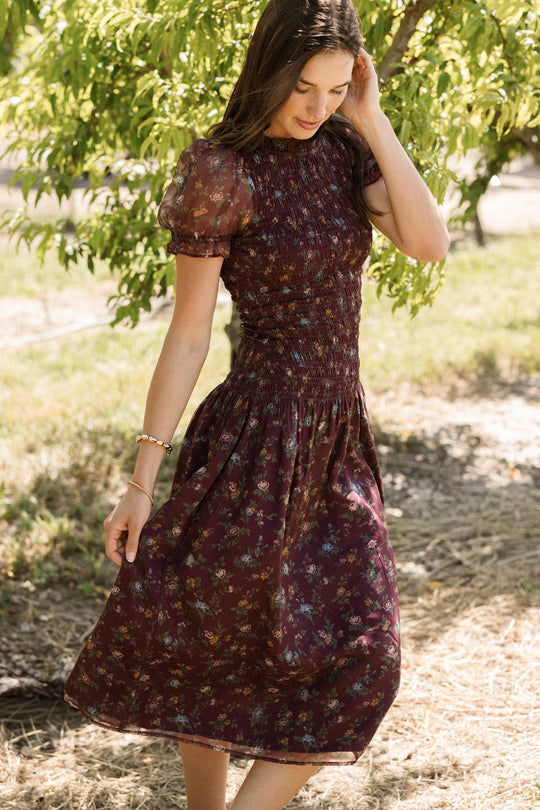 Jennifer Dress in Aubergine Elysian Vine – Ivy City Co