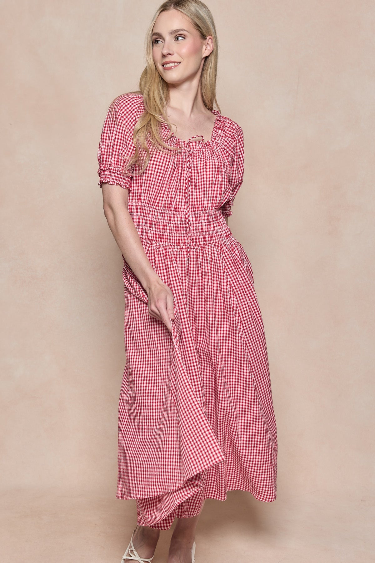 ワンピース Anduze Belted Check Dress rouge/S Jessie Dress in Red Gingham – Ivy City Co