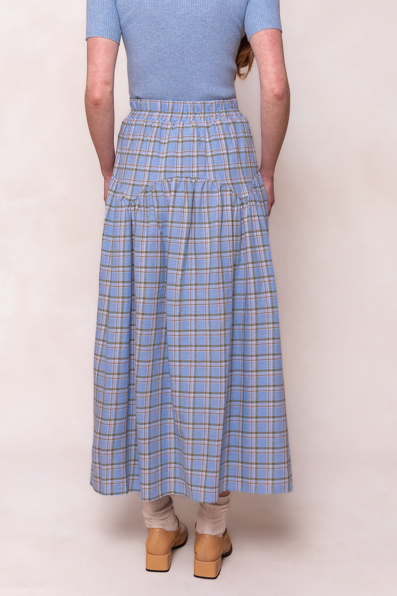 Jo Skirt in Light Blue Plaid