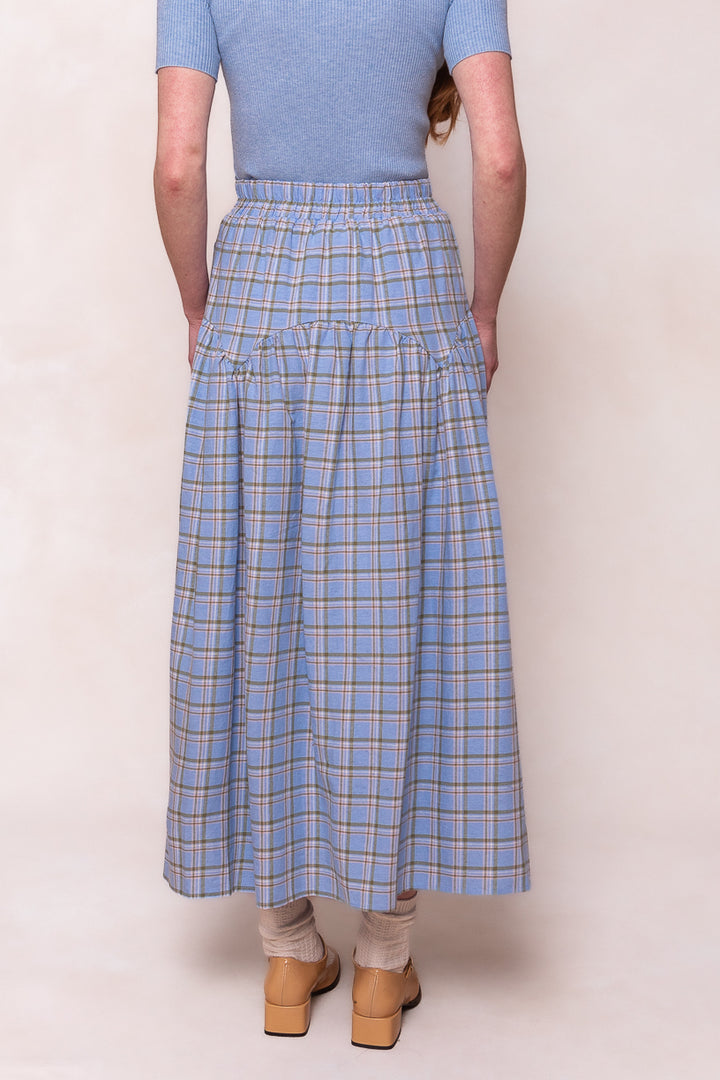 Jo Skirt in Light Blue Plaid