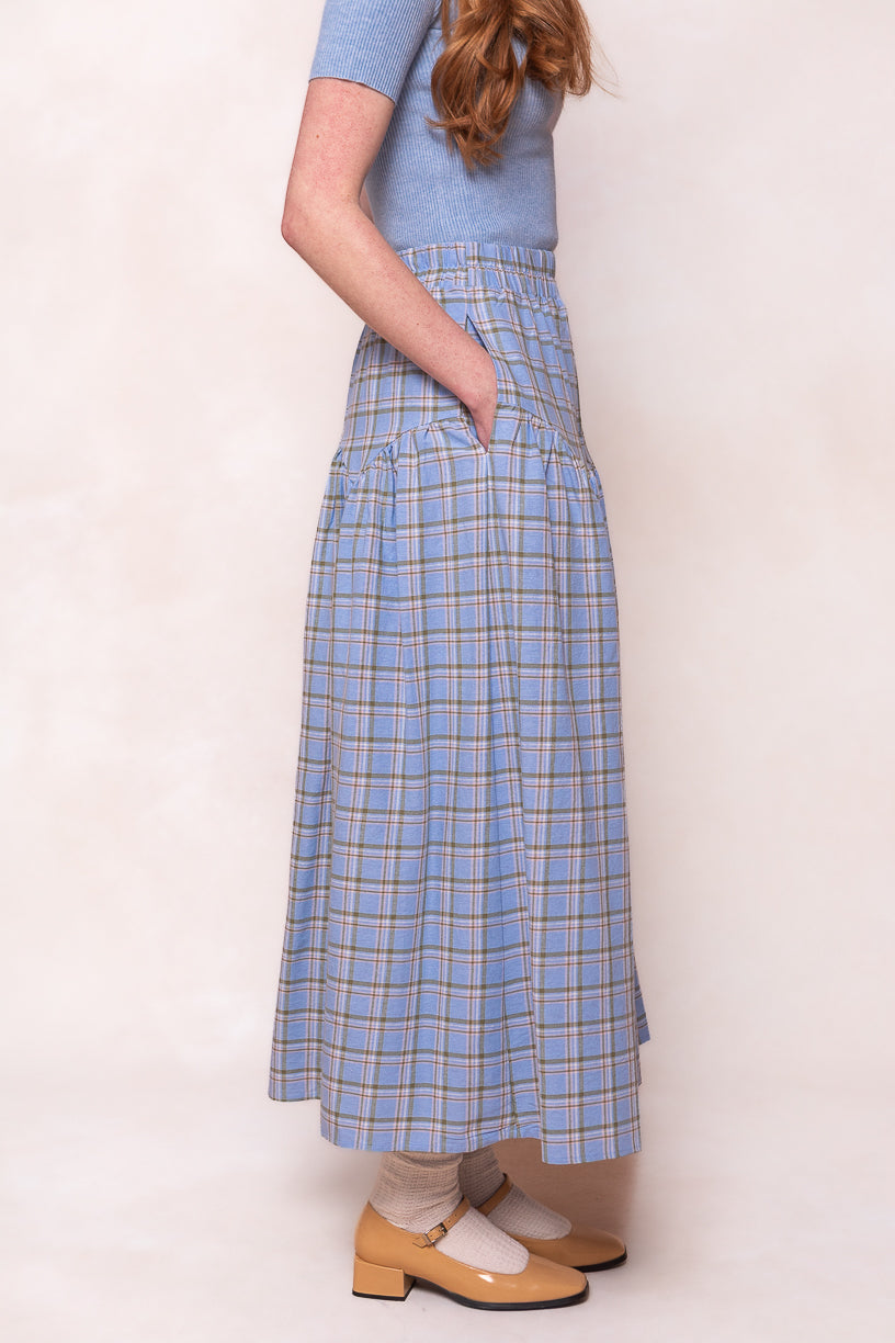 Jo Skirt in Light Blue Plaid