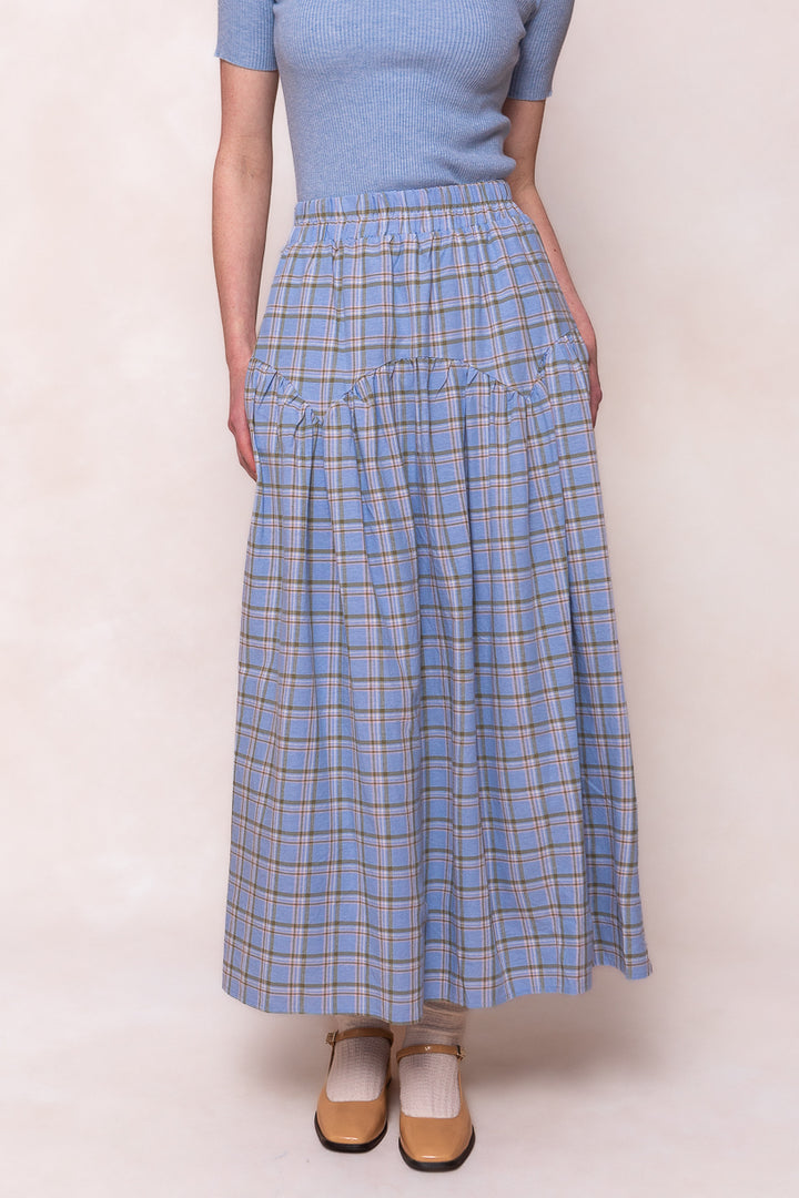 Jo Skirt in Light Blue Plaid