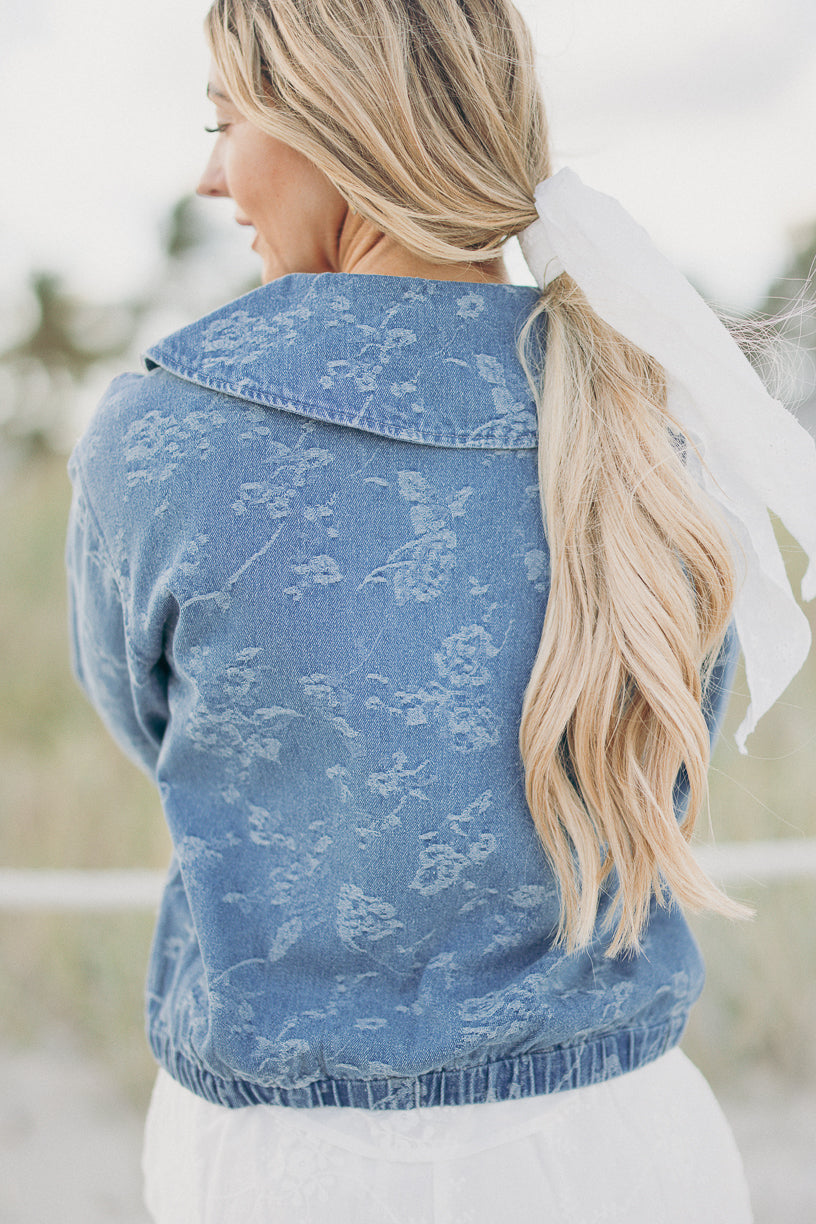 Josie Bomber Jacket in Floral Denim - FINAL SALE – Ivy City Co