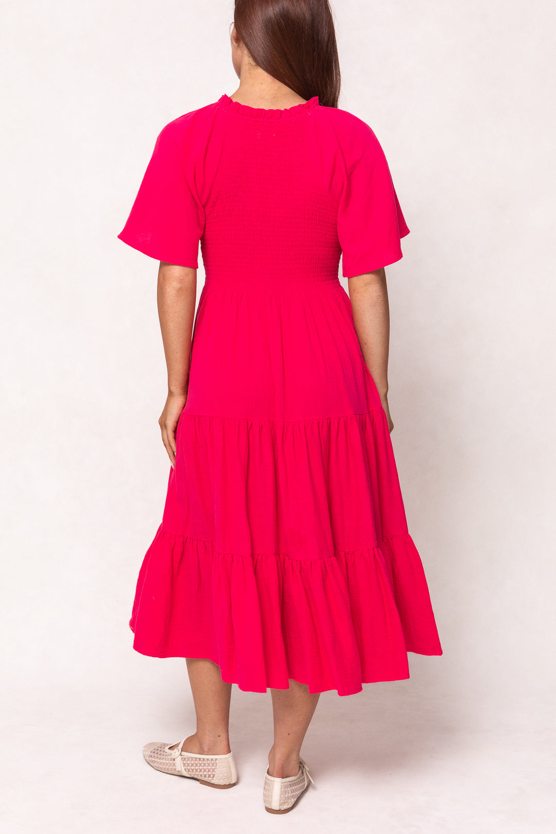 Jovie Midi Dress in Hot Pink